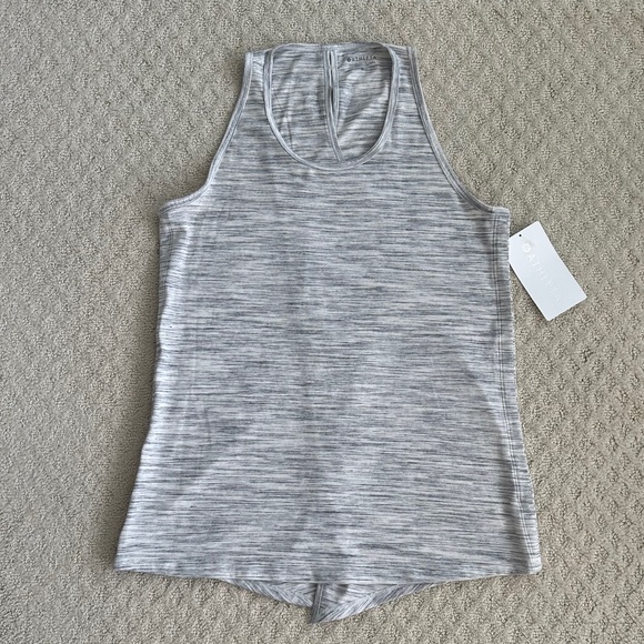 Athleta Essence Spacedye Tie Back Tank Gray/White Med NWT Athleisure Yoga Soft - Picture 5 of 16